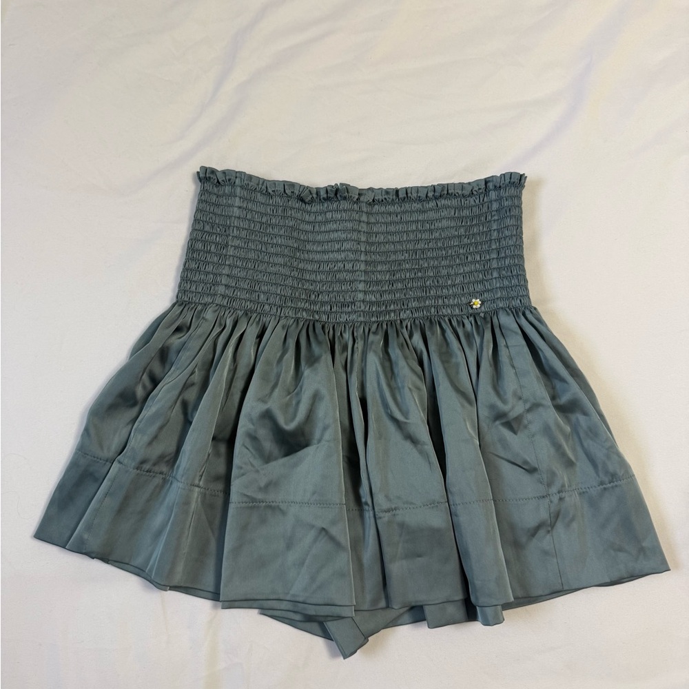 Natural Life Smocked Teal Mini Skirt